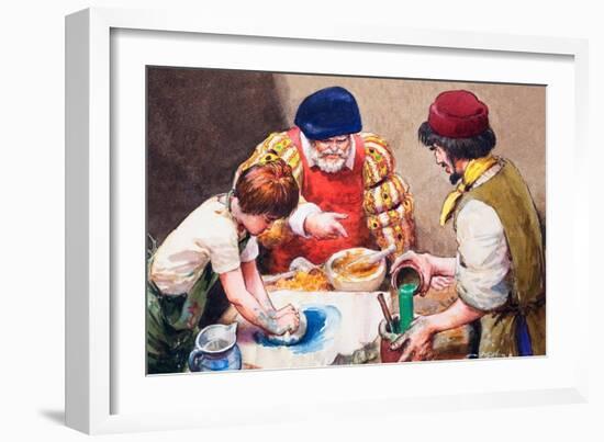 Studio Assistants Mixing Paints for Hans Holbein-Mike Lea-Framed Giclee Print