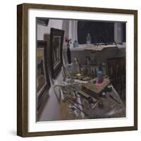 Studio Corner with Pink Rose and Cubes-Tom Hughes-Framed Giclee Print