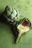 A Whole and a Half Artichoke on Green Background-Studio DHS-Framed Photographic Print