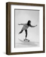 Studio Photos of Gloria Steinem Riding a Skateboard with a 007 James Bond Sweatshirt, 1965-Yale Joel-Framed Photographic Print