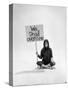 Studio Photos of Gloria Steinem Sitting on Floor with Sign That Says 'We Shall Overcome", 1965-Yale Joel-Stretched Canvas