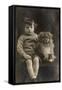 Studio Portrait, Boy with Pekingese Dog-null-Framed Stretched Canvas