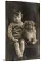 Studio Portrait, Boy with Pekingese Dog-null-Mounted Photographic Print