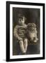 Studio Portrait, Boy with Pekingese Dog-null-Framed Photographic Print