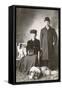 Studio Portrait, Couple with Two Dogs-null-Framed Stretched Canvas