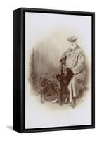 Studio Portrait, Elderly Man with His Dog-null-Framed Stretched Canvas