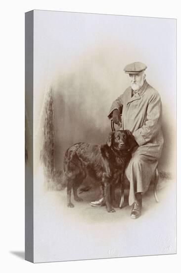 Studio Portrait, Elderly Man with His Dog-null-Stretched Canvas