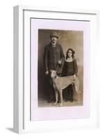 Studio Portrait, Father and Daughter with Greyhound-null-Framed Photographic Print