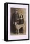 Studio Portrait, Father and Daughter with Greyhound-null-Framed Stretched Canvas