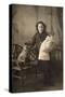 Studio Portrait, Girl with Dog and Doll-null-Stretched Canvas