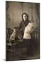 Studio Portrait, Girl with Dog and Doll-null-Mounted Photographic Print