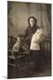 Studio Portrait, Girl with Dog and Doll-null-Mounted Photographic Print