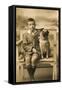 Studio Portrait, Little Boy with His Dog-null-Framed Stretched Canvas