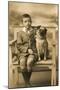 Studio Portrait, Little Boy with His Dog-null-Mounted Photographic Print