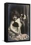 Studio Portrait, Little Girl with Her Dog, France-null-Framed Stretched Canvas