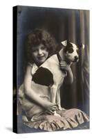 Studio Portrait, Little Girl with Her Dog, France-null-Stretched Canvas