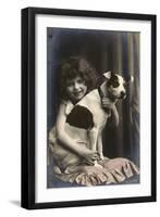 Studio Portrait, Little Girl with Her Dog, France-null-Framed Photographic Print