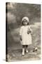 Studio Portrait, Little Girl with Toy Bulldog-null-Stretched Canvas