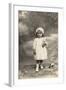 Studio Portrait, Little Girl with Toy Bulldog-null-Framed Photographic Print