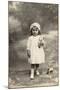 Studio Portrait, Little Girl with Toy Bulldog-null-Mounted Photographic Print