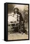 Studio Portrait, Man with Baby and Dog, France-null-Framed Stretched Canvas