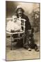 Studio Portrait, Man with Baby and Dog, France-null-Mounted Photographic Print