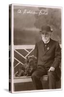 Studio Portrait, Man with Pekingese Dog-null-Stretched Canvas