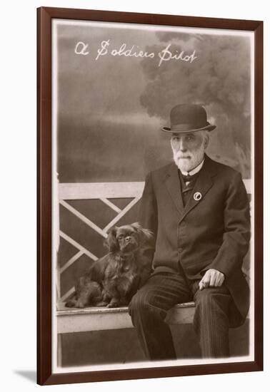 Studio Portrait, Man with Pekingese Dog-null-Framed Photographic Print