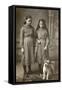 Studio Portrait, Two Girls with Terrier Dog-null-Framed Stretched Canvas