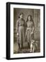 Studio Portrait, Two Girls with Terrier Dog-null-Framed Photographic Print