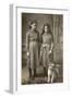 Studio Portrait, Two Girls with Terrier Dog-null-Framed Photographic Print