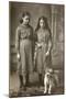 Studio Portrait, Two Girls with Terrier Dog-null-Mounted Photographic Print