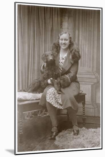 Studio Portrait, Woman with a Dog-null-Mounted Photographic Print