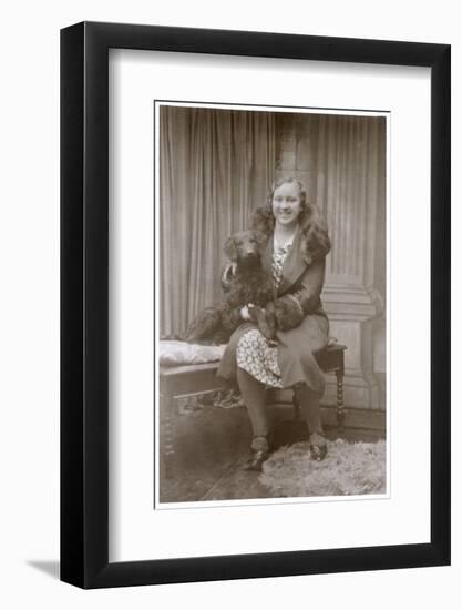 Studio Portrait, Woman with a Dog-null-Framed Photographic Print