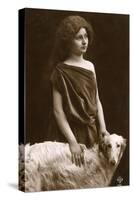 Studio Portrait, Woman with Borzoi Dog-null-Stretched Canvas