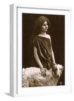 Studio Portrait, Woman with Borzoi Dog-null-Framed Photographic Print