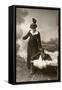 Studio Portrait, Woman with Dachshund-null-Framed Stretched Canvas