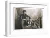 Studio Portrait, Woman with Dog on Bench-null-Framed Photographic Print
