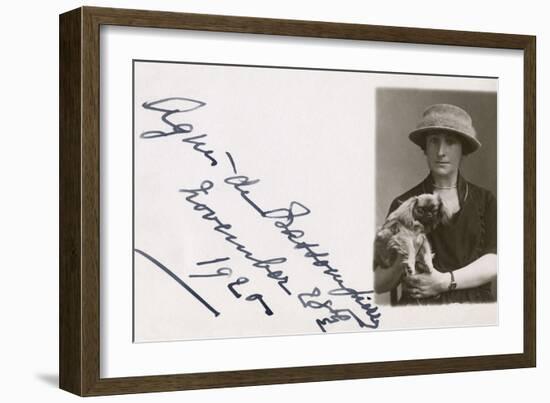 Studio Portrait, Woman with Pekingese Dog-null-Framed Photographic Print