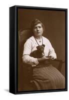 Studio Portrait, Woman with Puppy-null-Framed Stretched Canvas
