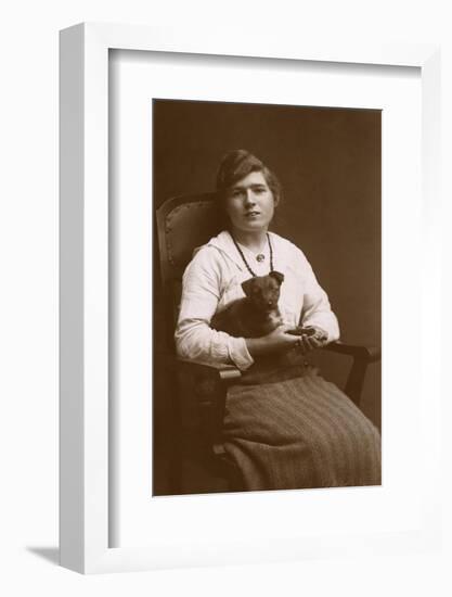 Studio Portrait, Woman with Puppy-null-Framed Photographic Print