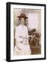 Studio Portrait, Woman with Shaggy Dog-null-Framed Photographic Print