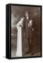 Studio Portrait, Young Man with Two Little Dogs-null-Framed Stretched Canvas