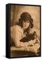 Studio Portrait, Young Woman with Pekingese Dog-null-Framed Stretched Canvas