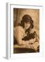 Studio Portrait, Young Woman with Pekingese Dog-null-Framed Photographic Print