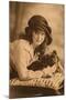 Studio Portrait, Young Woman with Pekingese Dog-null-Mounted Photographic Print