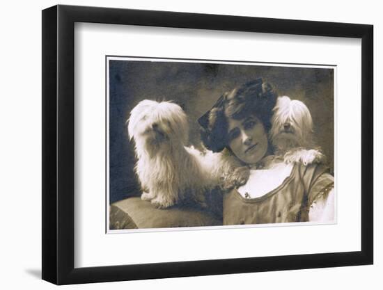 Studio Portrait, Young Woman with Two Dogs-null-Framed Photographic Print