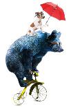 Animal Illustration / Bear Cycle/Circus Show Illustration. Performance of the Bear on Bike/Hand Dra-StudioLondon-Laminated Art Print