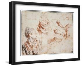 Study, 1716-1718-Jean-Antoine Watteau-Framed Giclee Print