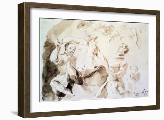 Study after Veronese's Allegory of Love, 1837 (Pen and Ink and Wash on Paper)-Eugene Delacroix-Framed Giclee Print